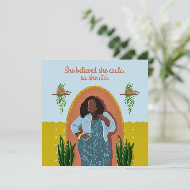 Grattisar Black Woman som hon trodde kunde (Stående Fram)