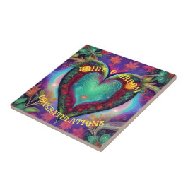 GRATTISAR BRID OCH GROOM KAKELPLATTA