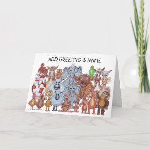 Grattisar Caricature Animals Card Kort