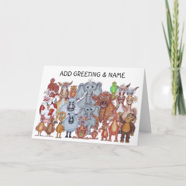 Grattisar Caricature Animals Card Kort (Framsida)