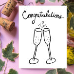 Grattisar Champagne Cheers Sketch Doodle Vykort<br><div class="desc">Söt teckning av två bubbelglas för att gratulera någon till bröllop eller förlovning! Klicka på "Anpassa" ovan om du vill redigera den inre texten till kostym efter dina behov. Klicka sedan på "redigera med hjälp av verktyg" för att justera typsnitt, färg och placeringar. Du kan också ändra bakgrunden till färg...</div>