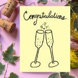 Grattisar Champagne Cheers Sketch Doodle Vykort<br><div class="desc">Söt teckning av två bubbelglas för att gratulera någon till bröllop eller förlovning! Klicka på "Anpassa" ovan om du vill redigera den inre texten till kostym efter dina behov. Klicka sedan på "redigera med hjälp av verktyg" för att justera typsnitt, färg och placeringar. Du kan också ändra bakgrunden till färg...</div>