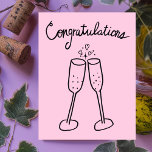 Grattisar Champagne Cheers Sketch Doodle Vykort<br><div class="desc">Söt teckning av två bubbelglas för att gratulera någon till bröllop eller förlovning! Klicka på "Anpassa" ovan om du vill redigera den inre texten till kostym efter dina behov. Klicka sedan på "redigera med hjälp av verktyg" för att justera typsnitt, färg och placeringar. Du kan också ändra bakgrunden till färg...</div>