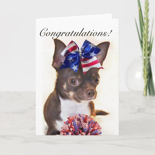 Grattisar CheerLeader chihuahua hund Card Kort (Framsida)