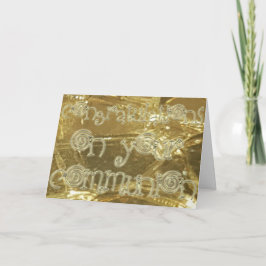 Grattisar Communion Typography Guld Glitter Kort
