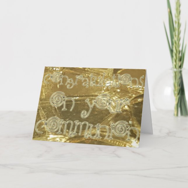 Grattisar Communion Typography Guld Glitter Kort (Framsida)