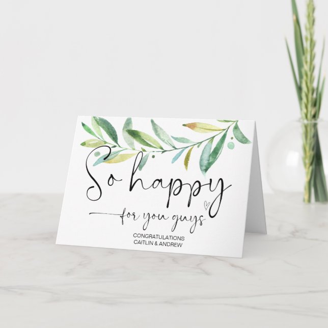 Grattisar Cute Bröllop Förlovning So Lycklig C Kort (Framsida)