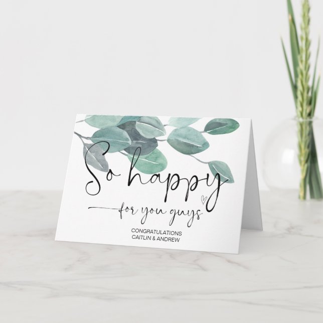 Grattisar Cute Bröllop Förlovning So Lycklig Kort (Framsida)