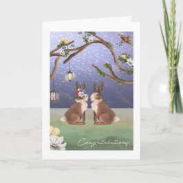Grattisar Cute Bunny Rabbit Couple Woodland Kort