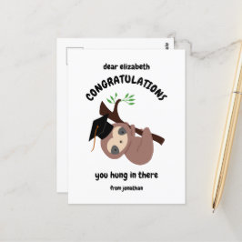 Grattisar Cute Sloth Studenten Anpassningsbar Card Vykort