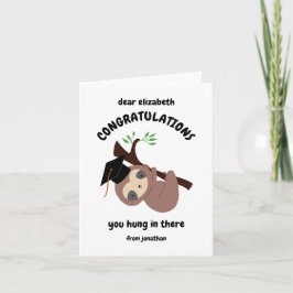 Grattisar Cute Sloth Studenten Anpassningsbar Kort