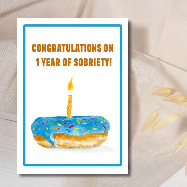 Grattisar den 1:a. Sobriety Donut Candle Kort (Skapare uppladdad)