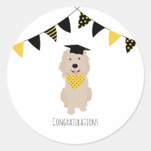Grattisar Doodle Hund Studentmössa Runt Klistermärke