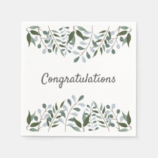Grattisar Eucalyptus Greenery Blommigt Pappersservett