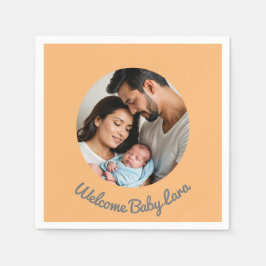 Grattisar flicka Pojke Peach Welcome anpassningsba Pappersservett