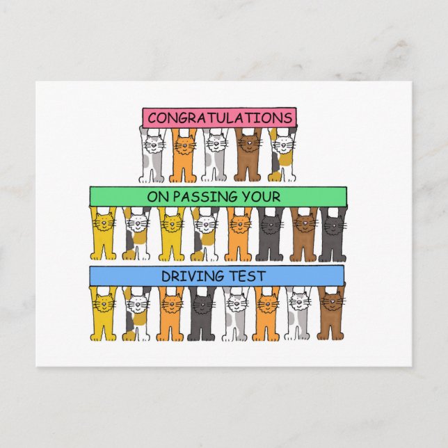 Grattisar för att klara ditt körtest vykort (Framsida)