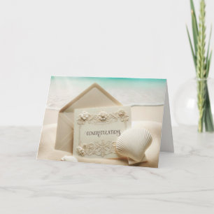 Grattisar för bröllop-papper i Beach Sand Kort