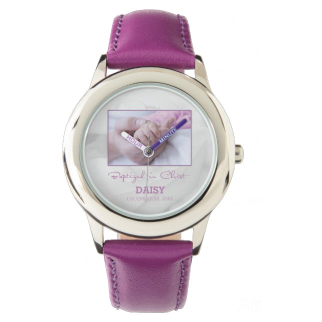 Grattisar för flickbaptism i Baby Personlig Armbandsur (Framsida)