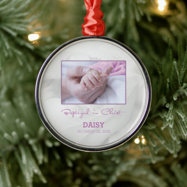 Grattisar för flickbaptism i Baby Personlig Julgransprydnad Metall (Träd)