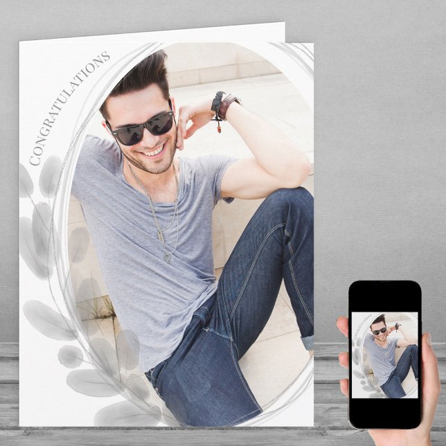 Grattisar för foto-Grått i Löv med vattenfärg Kort (Skapare uppladdad)