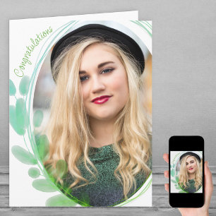 Grattisar för foto med vattenfärgsbildruta i Löv Kort