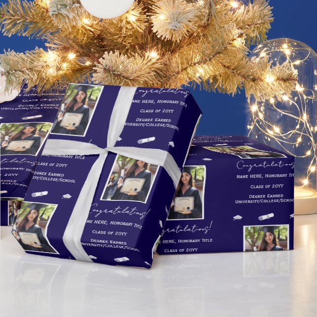 Grattisar för foto-Studentmössa, blå Presentpapper (Helgdagar)