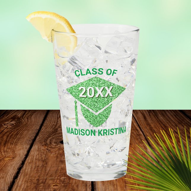 Grattisar för Grad Glam Grönt Cap Elegant  Glaskopp (Skapare uppladdad)