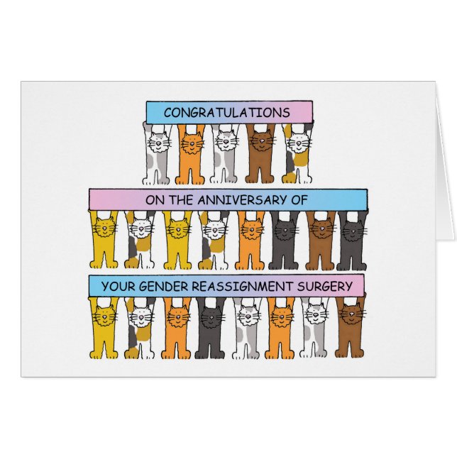 Grattisar för omtilldelningsårsdag för gender hälsningskort (Framsidan Horizontal)