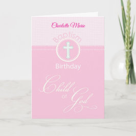 Grattisar för Rosa av barn till Gud Baptism Kort