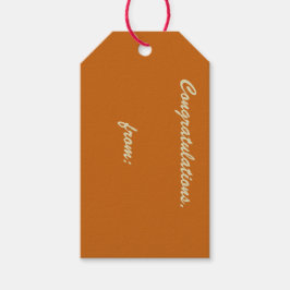 Grattisar för Rustic Burnt Orange (guld-skript) Presentetikett