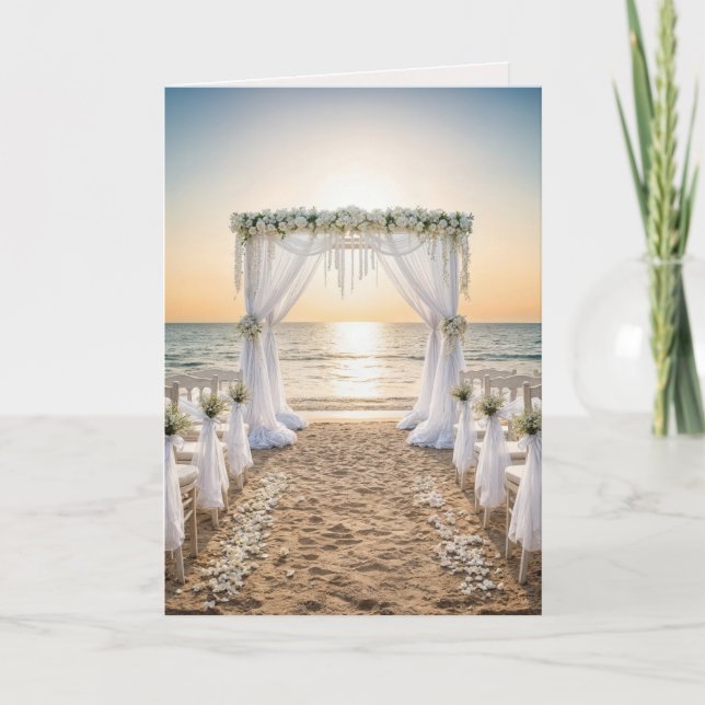 Grattisar för Sunset Beach Wedding Kort (Framsida)