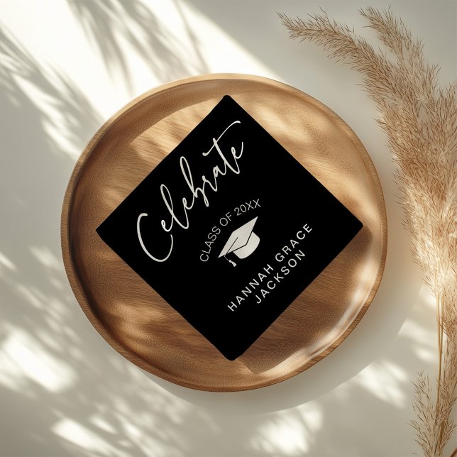 Grattisar för svart och vitt skript Studenten Pappersservett (Skapare uppladdad)