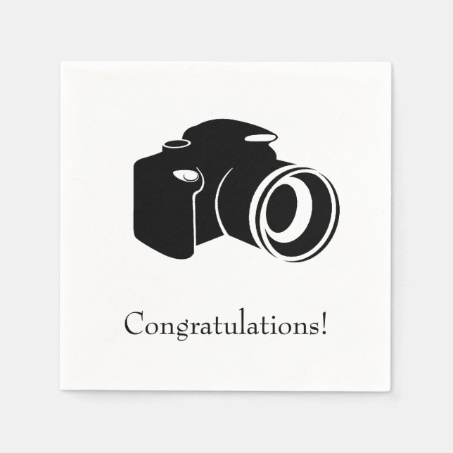 Grattisar för svartvit kamera pappersservett (Framsidan)