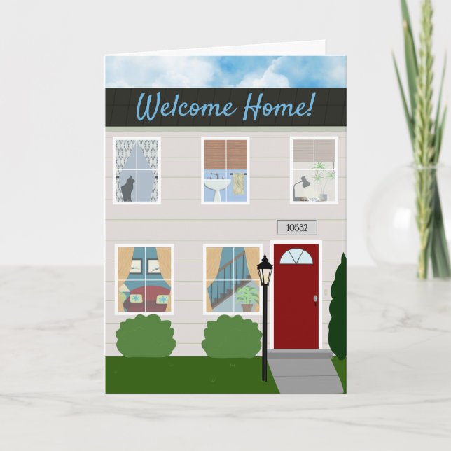 Grattisar för uppvärmning av nya hus kort (Framsida)