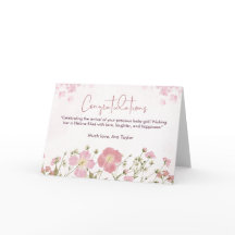 Grattisar för vacker Rosa Blommigt Baby Shower