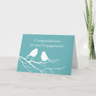 Grattisar Förlovning Cute Sparrow Bird Blue Kort