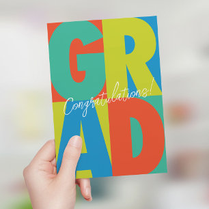 Grattisar grad fet, färglös studenten kort