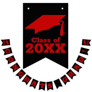 Grattisar Grad Scarlet Red på Black Vimplar
