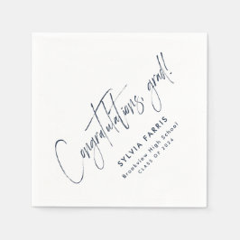 Grattisar grad simple navy blue studenten pappersservett