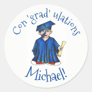 Grattisar Grad Studenten Student Cap Gown Runt Klistermärke