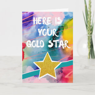 Grattisar Här är din Guld Star-färgad Kort