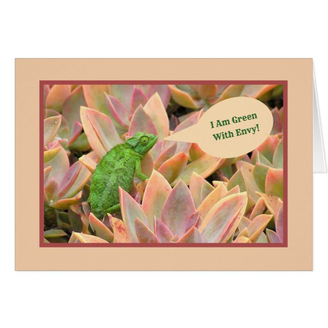 GRATTISAR/I-GRÖNT MED ENVY/GRÖNT LIZARD HÄLSNINGSKORT (Framsidan Horizontal)