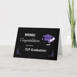 Grattisar i Studenten, svart och Lila Kort