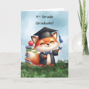 Grattisar i tredje Klass Studenten Boy Fox Kort