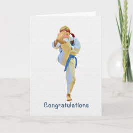 Grattisar, Karate Kicking Blue Bälte Card Kort