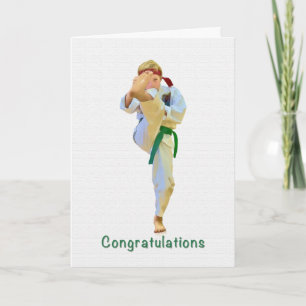 Grattisar, Karate Kicking Grönt Bälte Card Kort