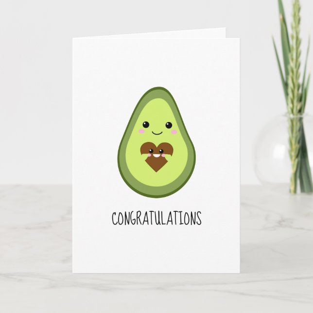 Grattisar Kawaii Gravid Avocado New Mamma Kort (Framsida)