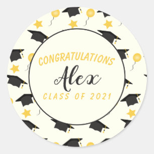 Grattisar, klass för Student att anpassa Namn Runt Klistermärke