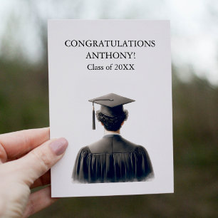 Grattisar Male Student i Black Gown Tack Kort