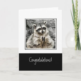 Grattisar med Funny Clapping Raccoon Pet Helgkort